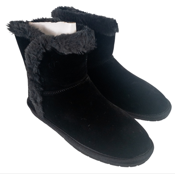 Sugar Polly Fuzzy Winter Booties Black -8 - Picture 6 of 9